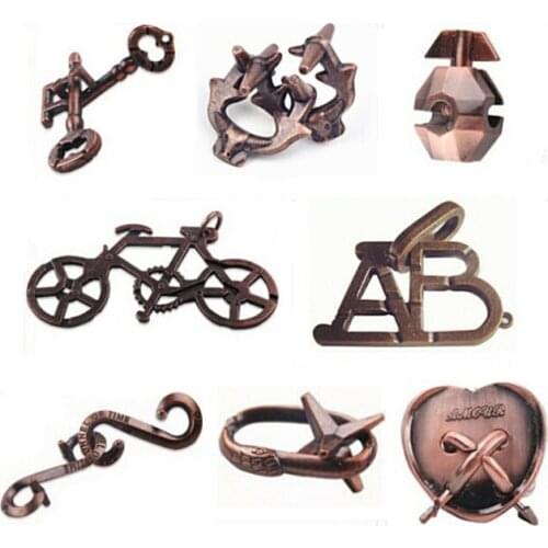 8PCS/LOT Metal Puzzle Classic IQ Mind Brain Teaser Puzzles Game for Adults Children