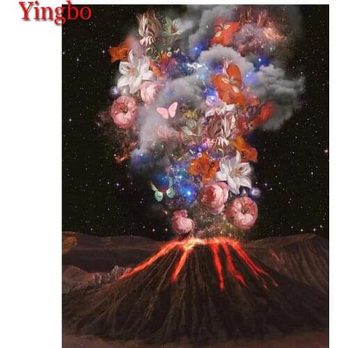 Fantasy art volcano flower Diamond Painting Full Square/Round 5d Diamond Embroidery Wall Art Mosaic Handmade New Year Gift