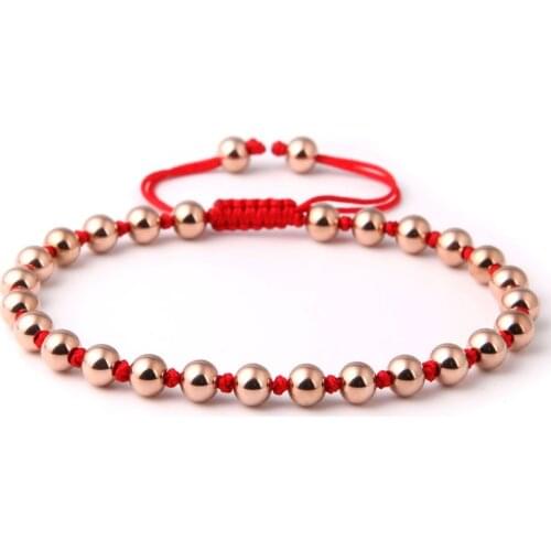 Anil Arjandas European American red/black Rope Weaving Bracelets For Lovers Stainless Steel Round 5MM Beads Braided Bracelet