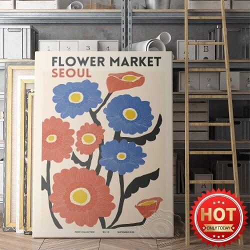 Astrid Wilson Seoul Flower Art Poster, Kids Room Decor Prints, Astrid Flower Market Prints Collection Retro Art Wall Picture