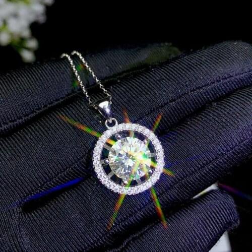 BOEYCJR 925 Silver 0.5ct/1ct/2ct/3ct F color Moissanite VVS Engagement Wedding Pendant Necklace for Women Anniversary Gift