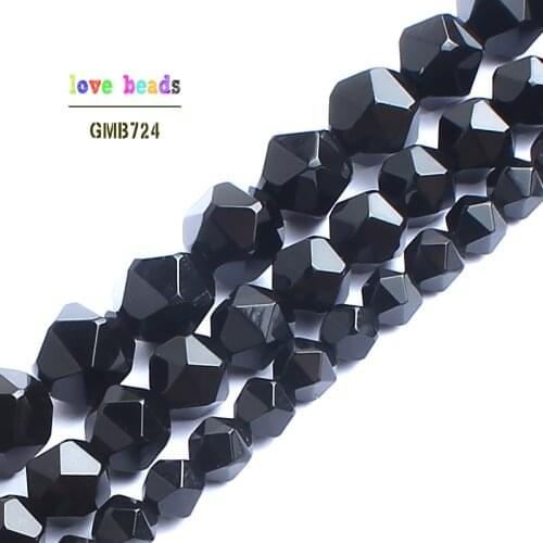 Natural Black Agates Stone Beads 15inch Faceted Gem Stone Round Beads For Jewelry Making 6/8/10mm Spacer Beads Diy Bracelet