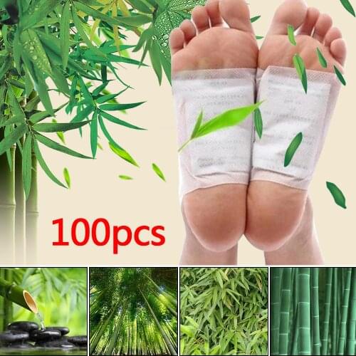 100 pcs Detox Foot Patches Bamboo Pad Body Toxins Feet Slimming Cleansing Herbal Adhesive Weight Loss Better Sleep Foot Sticker