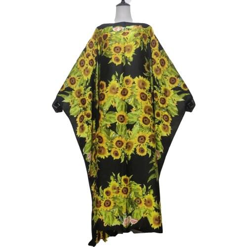 Length 132 Cm Bustline 132 Cm Traditional Floral Bohemian BouBou Muslim Abaya Maxi Dress Newest Kuwait Beach Silk Kaftan Dress