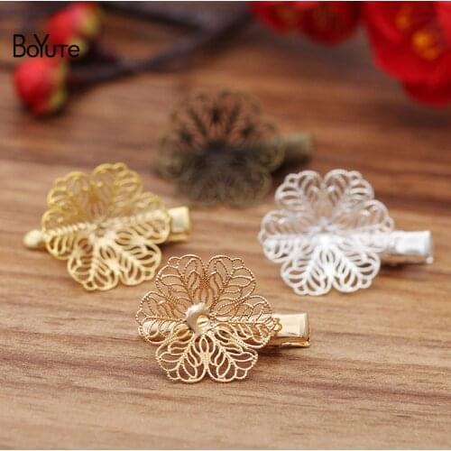 BoYuTe (20 Pieces/Lot) 26MM Filigree Hair Clips Factory Supply Women Hair Accessories Handmade Materials