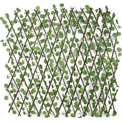 Simulation Fence Telescopic Fence Fake Flowers Green Leaves Garden Fence Wall Guardrail Decorative Leaves Blocking Plants
