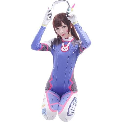 Dva Cosplay Costume Game Female Adult child Lycra 3D Printing Spandex Halloween Party Zentai Wig Suits Gun D.Va cos