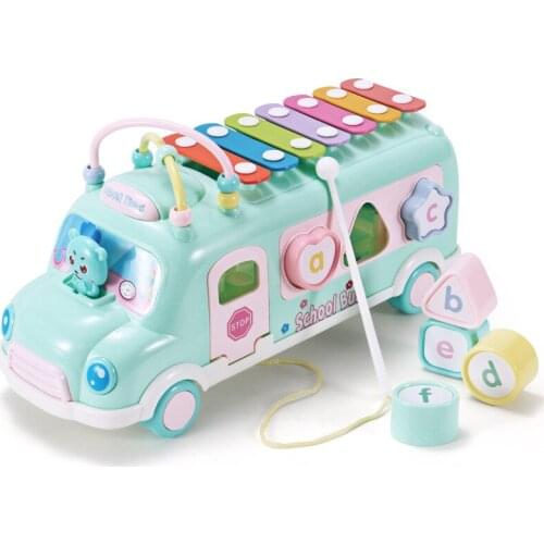 Plastic Xylophone Bus Car Music Instrument Toy for Children from 1 to 3 Kids Education Toddler Mobile Toy for Boys Girls
