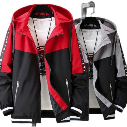 Hooded Jacket man plus size Windbreaker spring autumn handsome student casual jacket Removable cap sports jacket 10XL 165KG