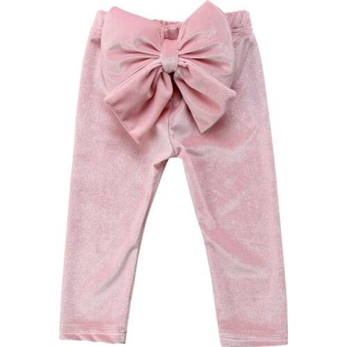 Lovely Autumn Winter Infant Girls Gold Velvet Leggings Race Fashion Kids Baby Girls Princess Bowknot Bottoms Long Pants Leggings