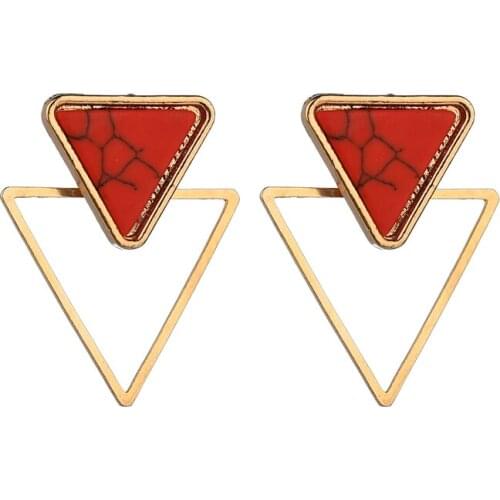 Fashion Jewelry Gold Plated Double Triangles Stud Earrings Plugs Earrings For Women Girl Elegant Earrings