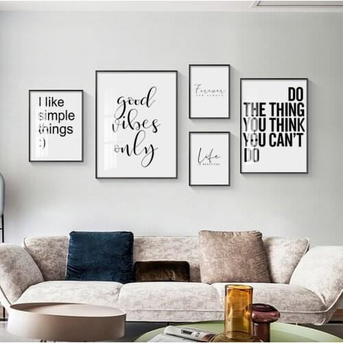 Motivating Love Quotes Picture Scandinavian Poster Black White Wall Art Canvas Print Modern Painting for Living Room Home Decor