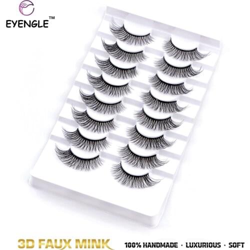 [SALE]EYENGLE 8Pairs 3D False Eyelashes Make Up Natural Fluffy Lashes Wispies Long Faux Mink Extension Cat Eye Reusable Eyelash