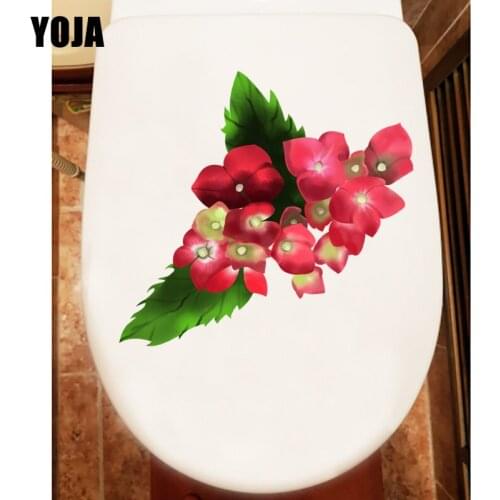 YOJA 22.3X15.5CM Red Flower Cluster Personality Toilet Sticker Kids Room Wall Decor Decal T1-1870