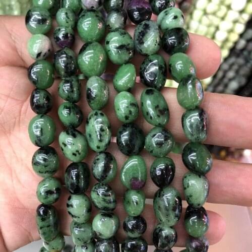 Natural Rub y Zoist Beads Polished Nugget Bead, Genuine Stone Gem Jewelry Making Beads 3strings of 15.5"