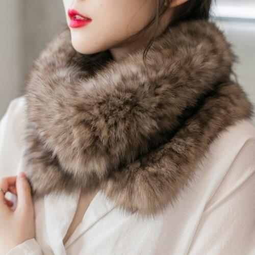 Natural real sable fur scarf hand knitted neck cover scarf thickened for warmth in autumn and winter for ladies