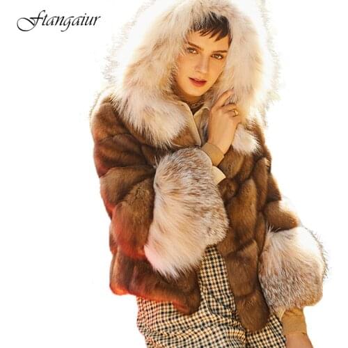 Ftangaiur 2019 Winter Women Russian sable Mink Coat High luxury With Hood Custom-Made Womens luxury Short Real sable Fur Coats