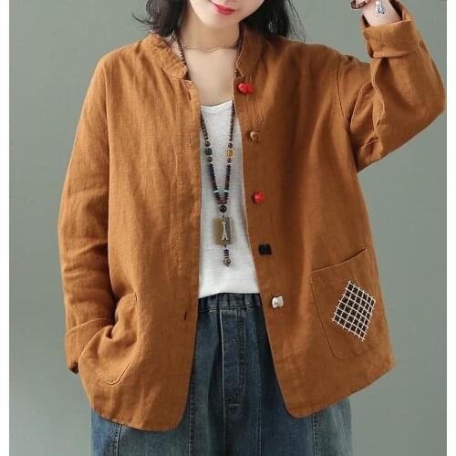 Coats Cotton Linen Embroidery Vintage Coat New Arrival Spring Summer Arts Style Women Long Sleeve Loose Casual Jackets