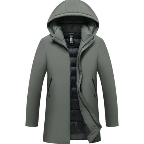 Mens Winter Parkas Black Green Windproof Thick Cotton Liner Keep Warm Winter Coats for Husband/Father Hooded Long Parka Men