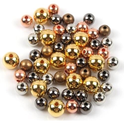30-400pcs/lot 3 4 6 8 10 12mm CCB Spacer Beads Gold Silver Color Round Seed Loose Beads For DIY Jewelry Making Handmade Bracelet