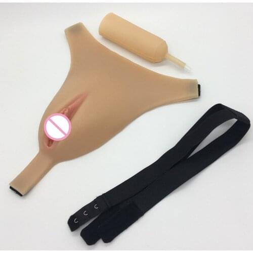 Crossdresser Drag Queen Shemale Vagina Experience Artifact Realistic Fake Girl Vagina Abalone Vulva Silicone Thong Can Pee