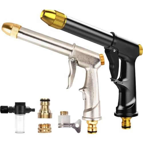 Garden Hose Spray Gun Nozzle Sprinkler with Brass Nozzle, Heavy Duty Metal Water Gun High Pressure Spray Nozzle Adjustable Spray