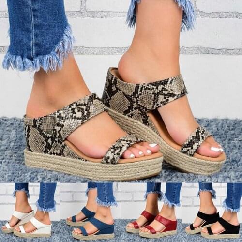 LNDASLY Shoes Women Sandals Summer Solid Thick Bottom Flat Sandals Women Fashion Ladies Shoes Print Sandals Sandalias De Tacon