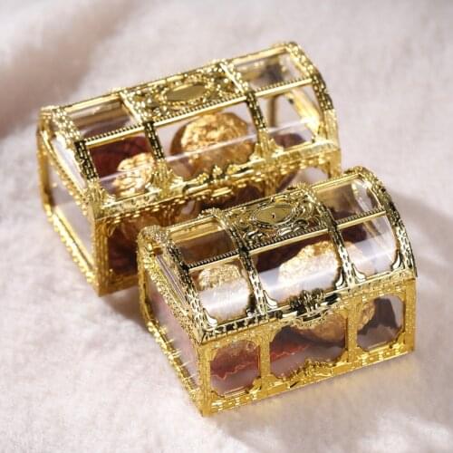 Portable Candy Box European Hollow Gold Silver Treasure Chest Jewelry Ring Necklace Carrying Case Organizer Storage Box