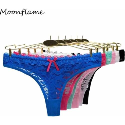 Moonflame 5 pcs/lots Womens Sexy G-String Nylon Lace G String Thong M L XL 87390