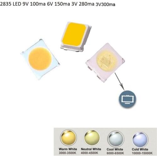 DIY SMD LED Diode 2835/3528 1W 3V 300ma 6V 150ma 9V100ma 100-120lm Fast Delivery