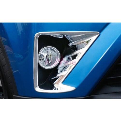 Front Fog Lamp Cover Light Overlay Trims Panel Protector Chrome Car Styling For Toyota RAV4 2016 2017 Accessories