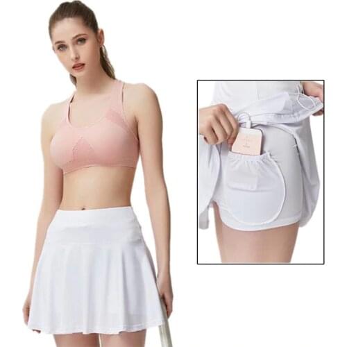 S-XXXL Women Tennis Skirts Badminton Golf Skirt High Waist Fitness Shorts Athletic Running Gym Sport Skorts with Phone Pocket