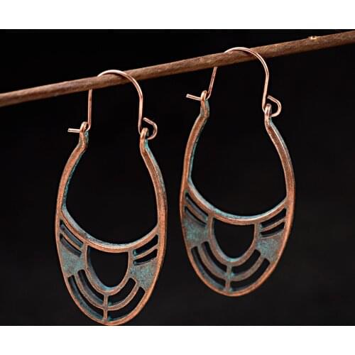 2020 Vintage Hollow Out Oval Earrings For Women Gypsy Womens Jewelry Ethnic Geometric Elegant Style Gifts