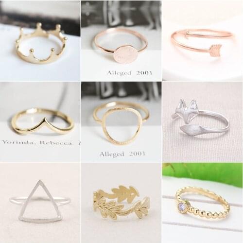 SMJEL Fashion Rings Punk Circle Arrow Knuckle Rings for Women Boho Wedding Ring Adjustable Moon Star Plant Leaf Finger Jewelry