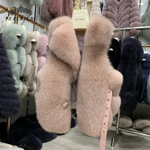 2020 New Real Fox Fur Coat Round neck Multicolor Vest Women Fur with belt Genuine Fox Short Style Pelt Fur Vest For Women Winter