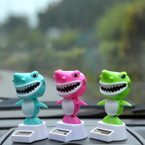 1Pcs Cute Cartoon Solar Energy Swing Doll Shark Toys Creative Vibrant Home Ornaments Automotive Crafts Decoration