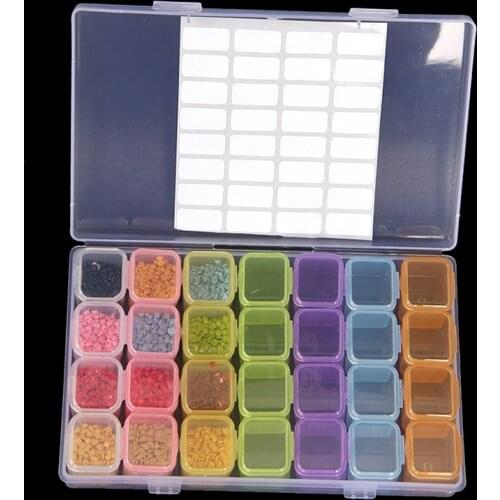 28 Gird Plastic Diamond Painting Accessories Container Storage Box Diamant Painting Holder Diamond Mosaic Embronience Box