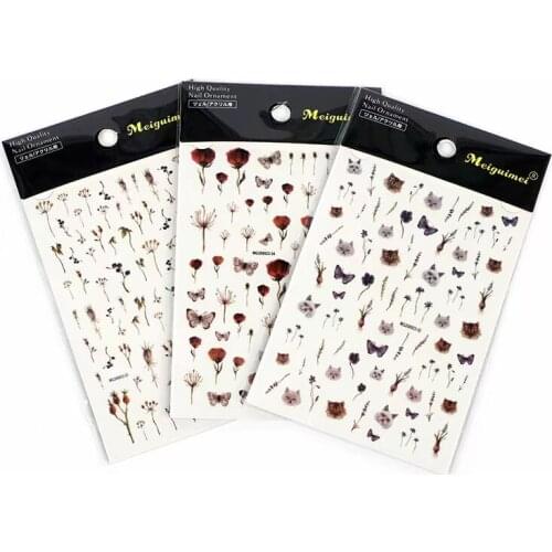 3D Nail Sticker Flower Design DIY Tips Nail Art Decoration Packaging Self Adhesive Transfer Decal Slider