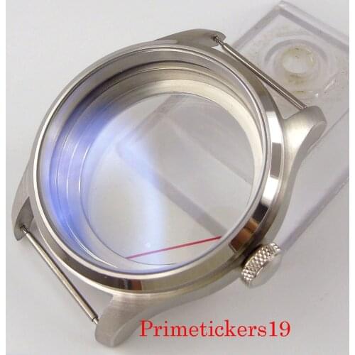 46mm Stainless Steel Watch Case Fit 6497 6498 Hand Winding Movement Glass Case Back Screw Crown