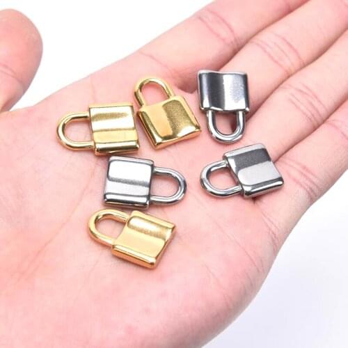 5PCS Stainless Steel Lock Pendant Charms Pad Lock Charms Fit DIY Handmade Necklace Bracelet Pendants Jewelry Making Accessories