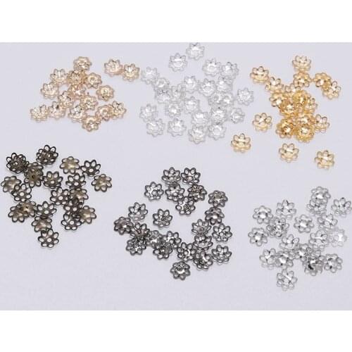 600pcs/Lot 6mm Flower Torus Shape Alloy Beads Caps Metal Filigree Loose Spacer Bead Cap For DIY Necklace Bracelet Jewelry Making
