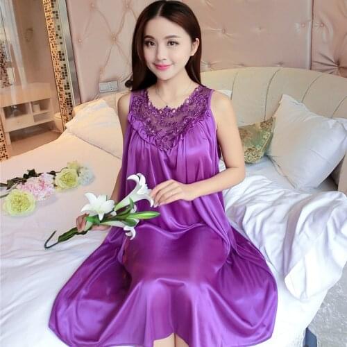Big Size 4XL Women Nightgowns Nightwear Lace Nightgown Silk Sleepwear Night Dress Ladies Lingerie Homewear Satin Long Sleepdress