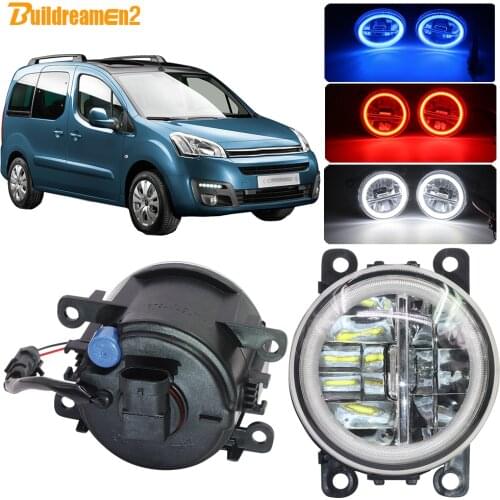 Buildreamen2 Car H11 LED Lamp Fog Light Kit Angel Eye Daytime Running Light DRL 4000LM 12V For Citroen Berlingo B9 2012-2015