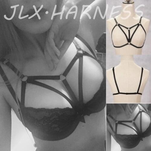 Sexy Bondage Harness Fetish Wear Body Cage Bra Open Chest Harness Bra Harajuku Style Body Harness Belt Women Crop Top Bodysuit