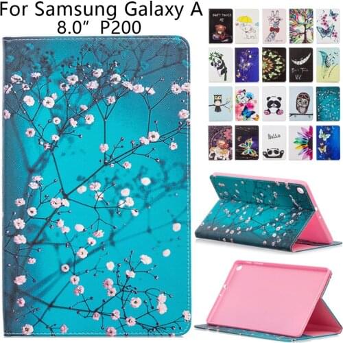 Tablet Case sFor Samsung Galaxy Tab A 8.0 2019 P200 SM-P200 Case Tablet Cute Flip Leather Magnetic Stand Case Cover Capa 8.0"