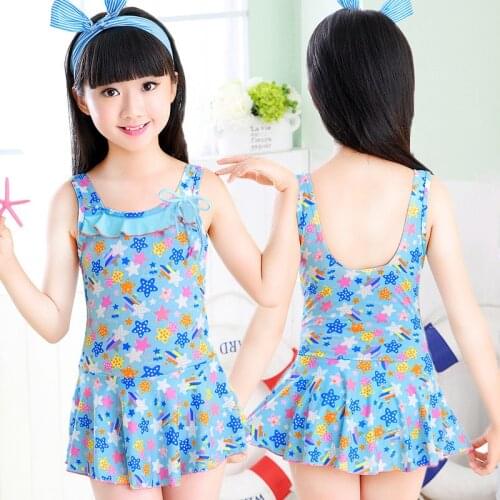 Children 's Swimsuit 2021 New Korean Female Floral Small Fresh One- Piece Split Girl Skirt Student Swimwear