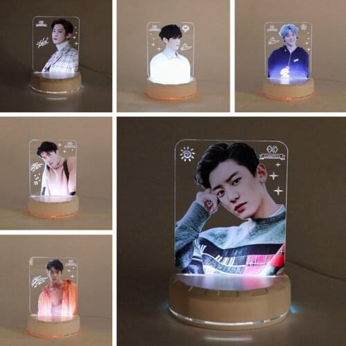 EXO Members Kawaii Standing Action Figure Acrylic Stand Table Desk Lamp Board Fans Collection Stationery Set