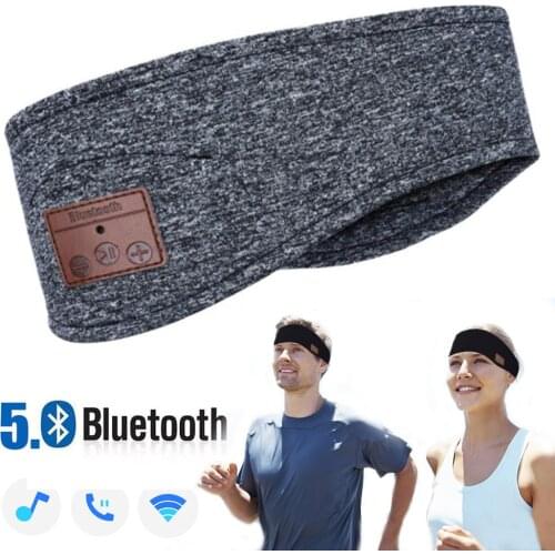 JINSERTA Bluetooth 5.0 Music Headband Headset w/ Mic Wireless Earphone Headphone For Running Yoga Gym Sleep Sports Earpiece