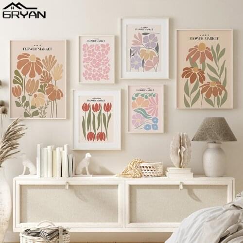 Classic Abstract Flower Wall Art Canvas Painting Amsterdam Tulip Paris Lily Nordic Print Poster Madrid Tokyo Flora Picture Decor