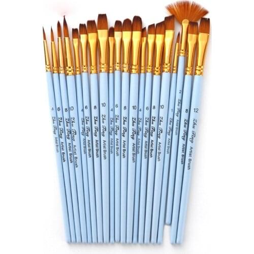 4Pcs/Set Oil Painting Brushes Wooden Handle Matte Blue Nylon Hair Artist Paint Brush Drawing Art Supplies Multi-function